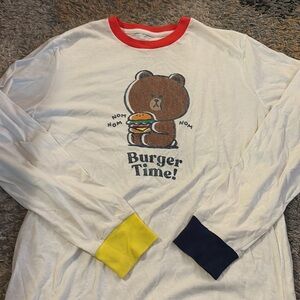 Line Friends Burger Time Brown Bear Long Sleeve Graphic Tshirt Boxlunch Top